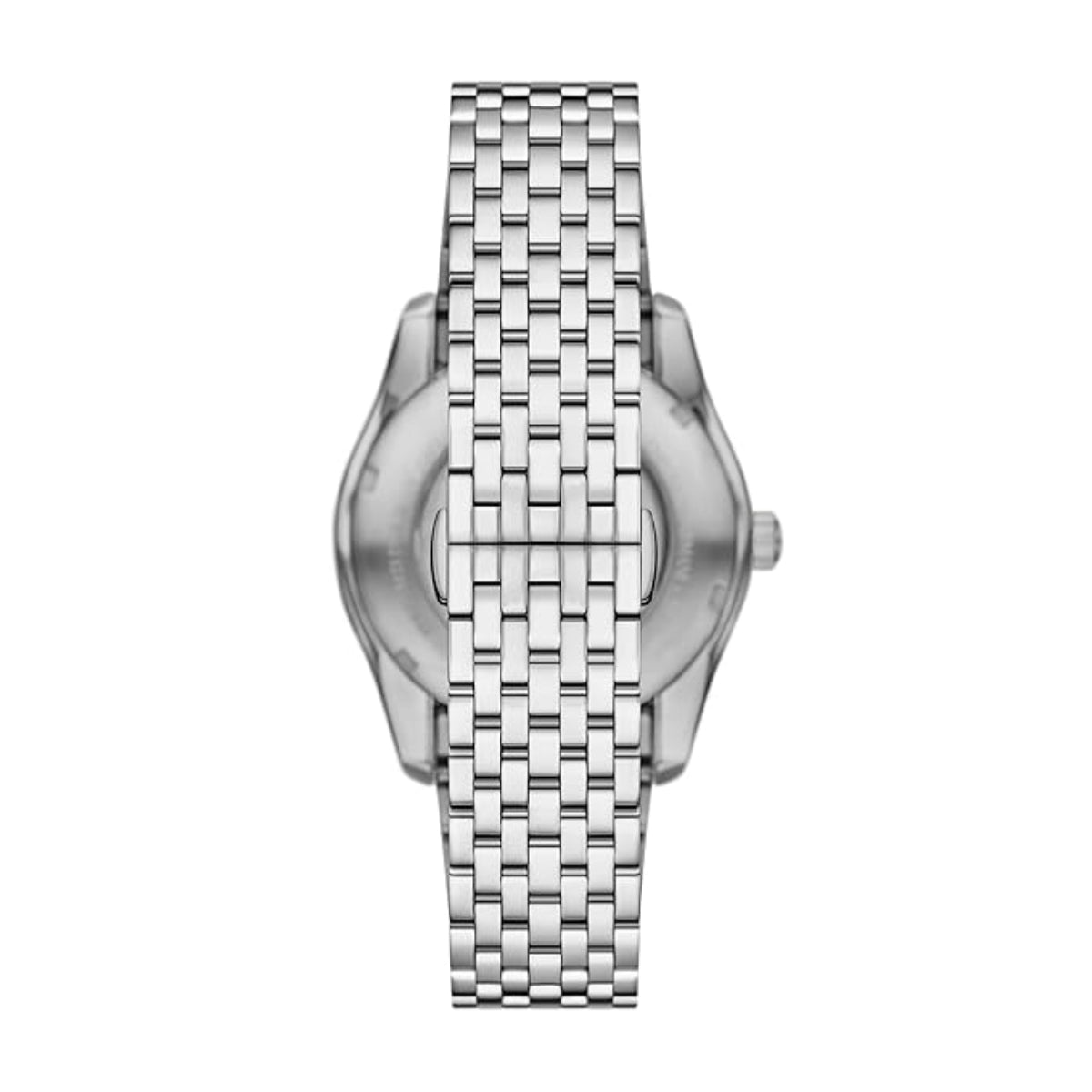 Silver watch with a metal bracelet on a white background