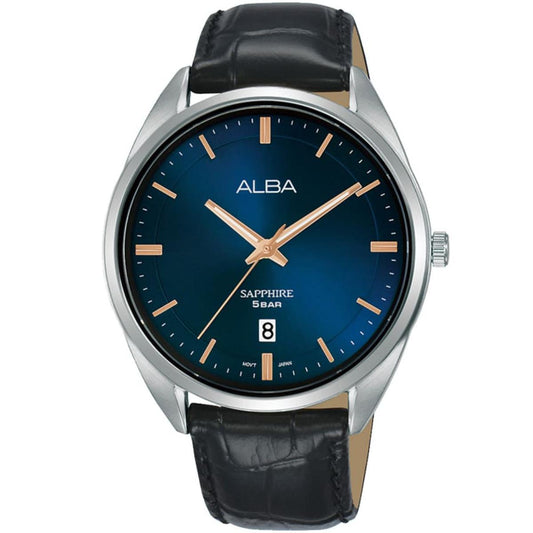 ALBA Quartz Blue Dial Analog Leather Strap Men's Watch AS9L17X1