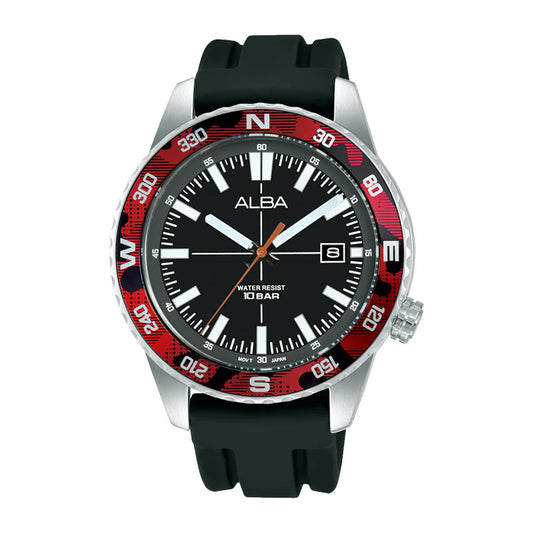 ALBA Black Dial With Black silicone strap Watch For Men's AS9Q23X1