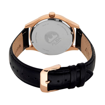 ALBA Asterix Black Dial with Black Leather Strap Men's Watch AS9R22X1