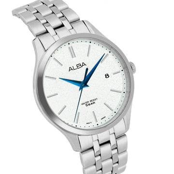 ALBA White Marble Dial with Silver Metal Straps Men's Watch AS9R35X1