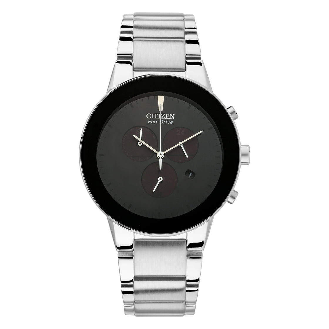 Citizen Eco-Drive 43mm Black Dial St Steel Bracelet Men's Watch - AT2240-51E