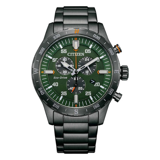 Citizen Eco-Drive Green Dial Stainless Steel Bracelet Men's Watch -  AT2527-80X