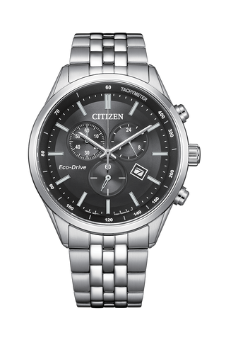 Citizen Eco-Drive Black Dial Stainless Steel Bracelet Men's Watch - AT2570-56E - Buy Now at Sai Creations Watches