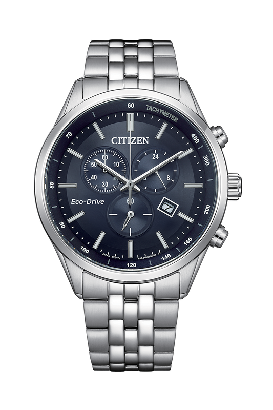 Citizen Eco-Drive Blue Dial Stainless Steel Bracelet Men's Watch - AT2570-56L