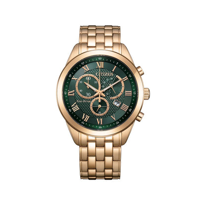 CITIZEN Eco-Drive Green Dial Analog Chronograph Men's Watch AT2603-59X