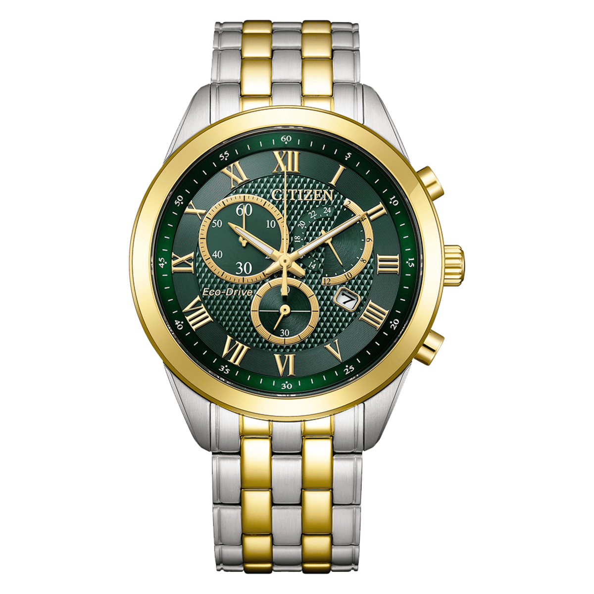 CITIZEN Eco-Drive Green Dial Analog Chronograph Men's Watch AT2604-56X