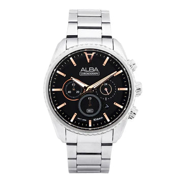 Jet All Watch ALBA Jet Black Dial Chronograph Men's Watch AT3H81X1 – Sai Creations ...