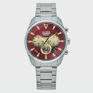 ALBA Red Textured Dial Chronograph Men's Watch AT3J11X1