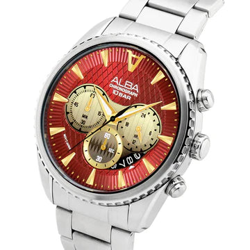 ALBA Red Textured Dial Chronograph Men's Watch AT3J11X1