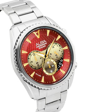 ALBA Red Textured Dial Chronograph Men's Watch AT3J11X1