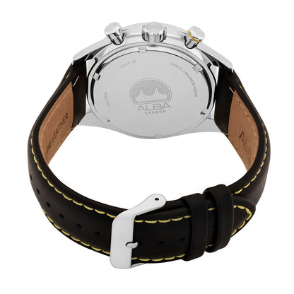 ALBA Midnight Black Dial with Leather Strap Chronograph Men Watch AT3J33X1