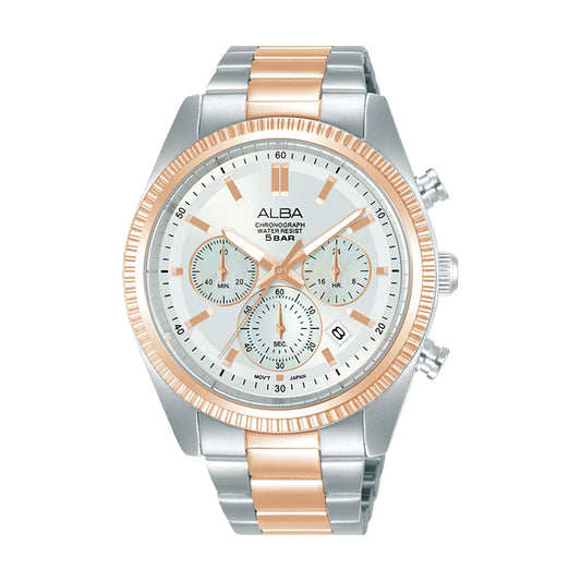 ALBA Chronograph Silver Dial Stainless Steel Strap Men Watch AT3K14X1