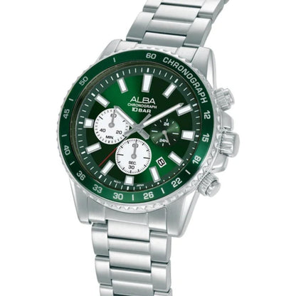 ALBA Racing-Inspired Green Dial Analog Chronograph Men's Watch AT3L13X1