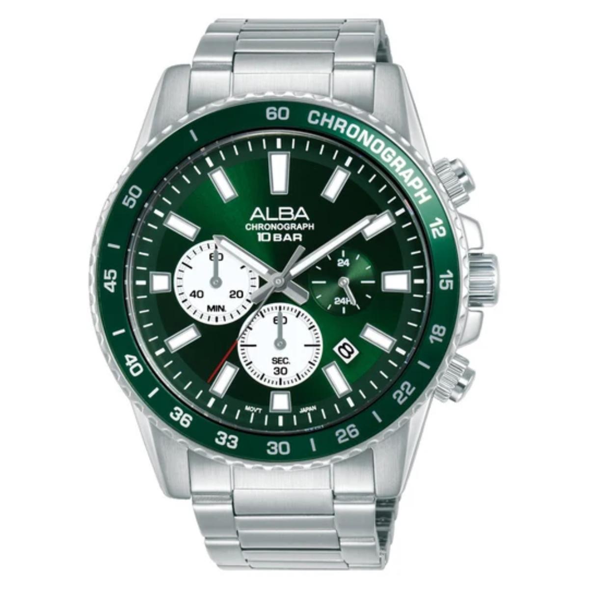 ALBA Racing-Inspired Green Dial Analog Chronograph Men's Watch AT3L13X1