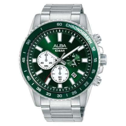 ALBA Racing-Inspired Green Dial Analog Chronograph Men's Watch AT3L13X1
