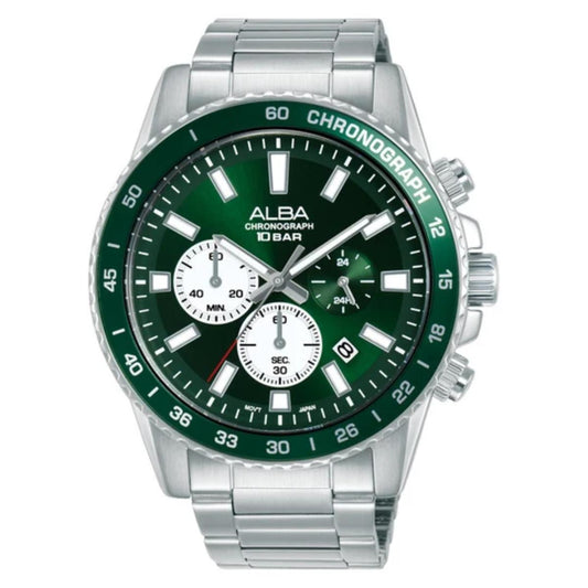 ALBA Racing-Inspired Green Dial Analog Chronograph Men's Watch AT3L13X1