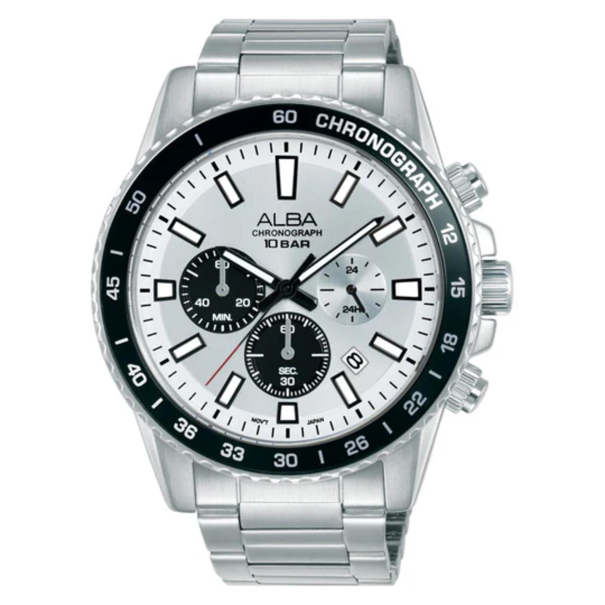 ALBA Racing-Inspired With Silver & Black Dial Chronograph Men's Watch AT3L19X1