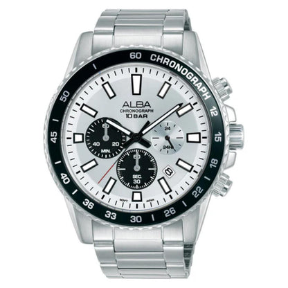 ALBA Racing-Inspired With Silver & Black Dial Chronograph Men's Watch AT3L19X1