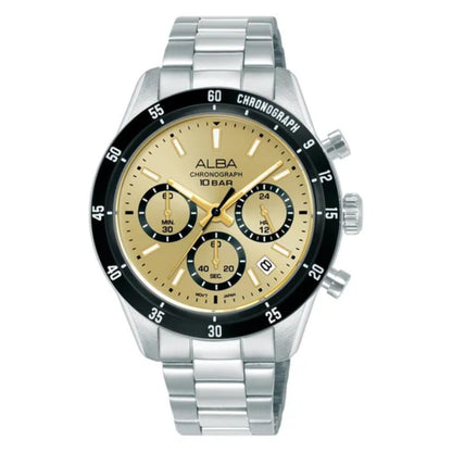 ALBA Champagne Gold Sunray Dial Analog Chronograph Men's Watch AT3L21X1