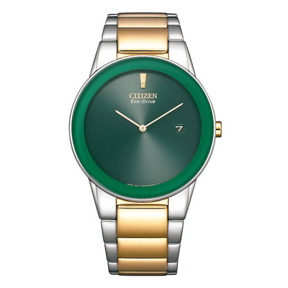 Citizen Eco-Drive Axiom Green Dial Stainless Steel Bracelet Men's Watch - AU1064-85X