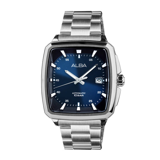 ALBA Unique Rectangular Blue+Black Gradation Dial Automatic Men Watch AU4039X1