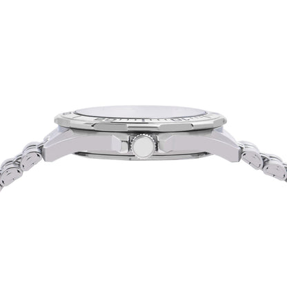Silver watch with a chain strap on a white background