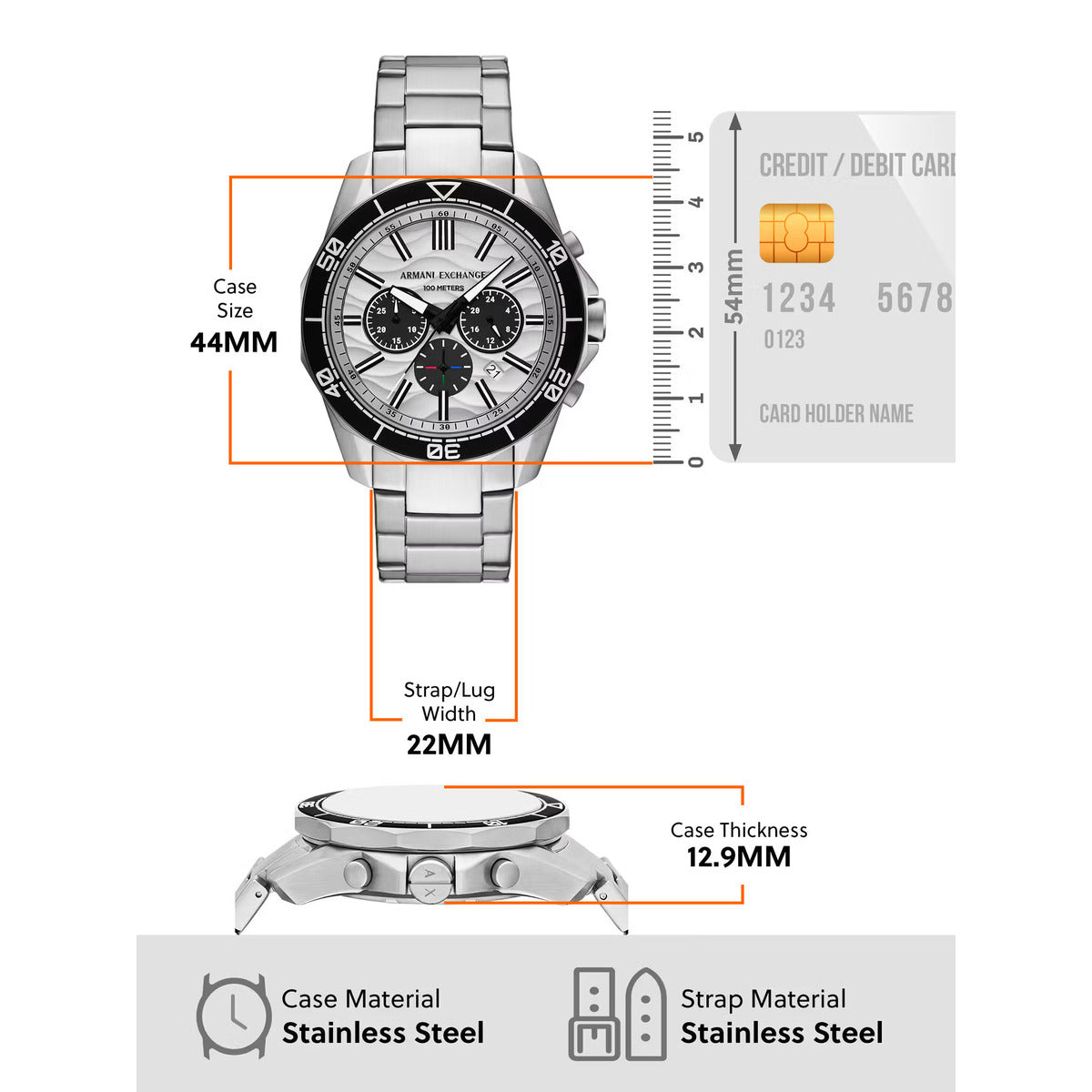 Armani Exchange Quartz Silver Dial Analog Chronograph Men's Watch AX1969