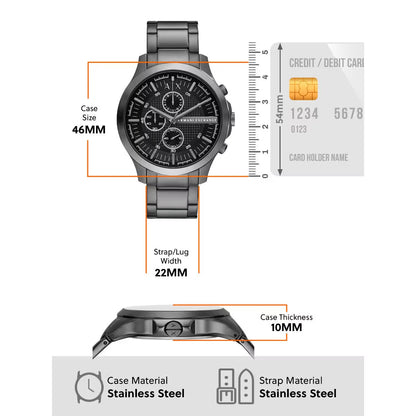 Armani Exchange Hampton Black Dial Chronograph Analog Watch For Men AX2454
