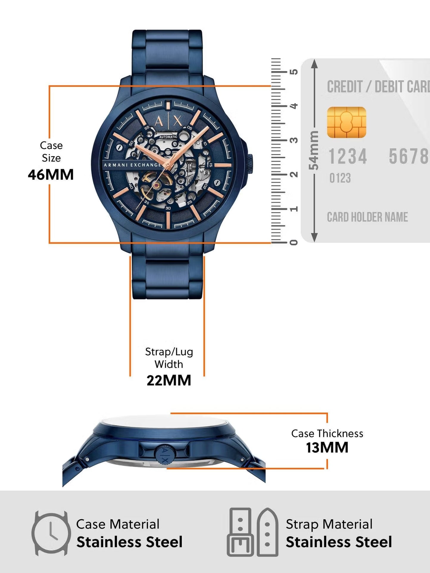 Armani Exchange Hampton Blue Dial Automatic Men's Watch AX2457