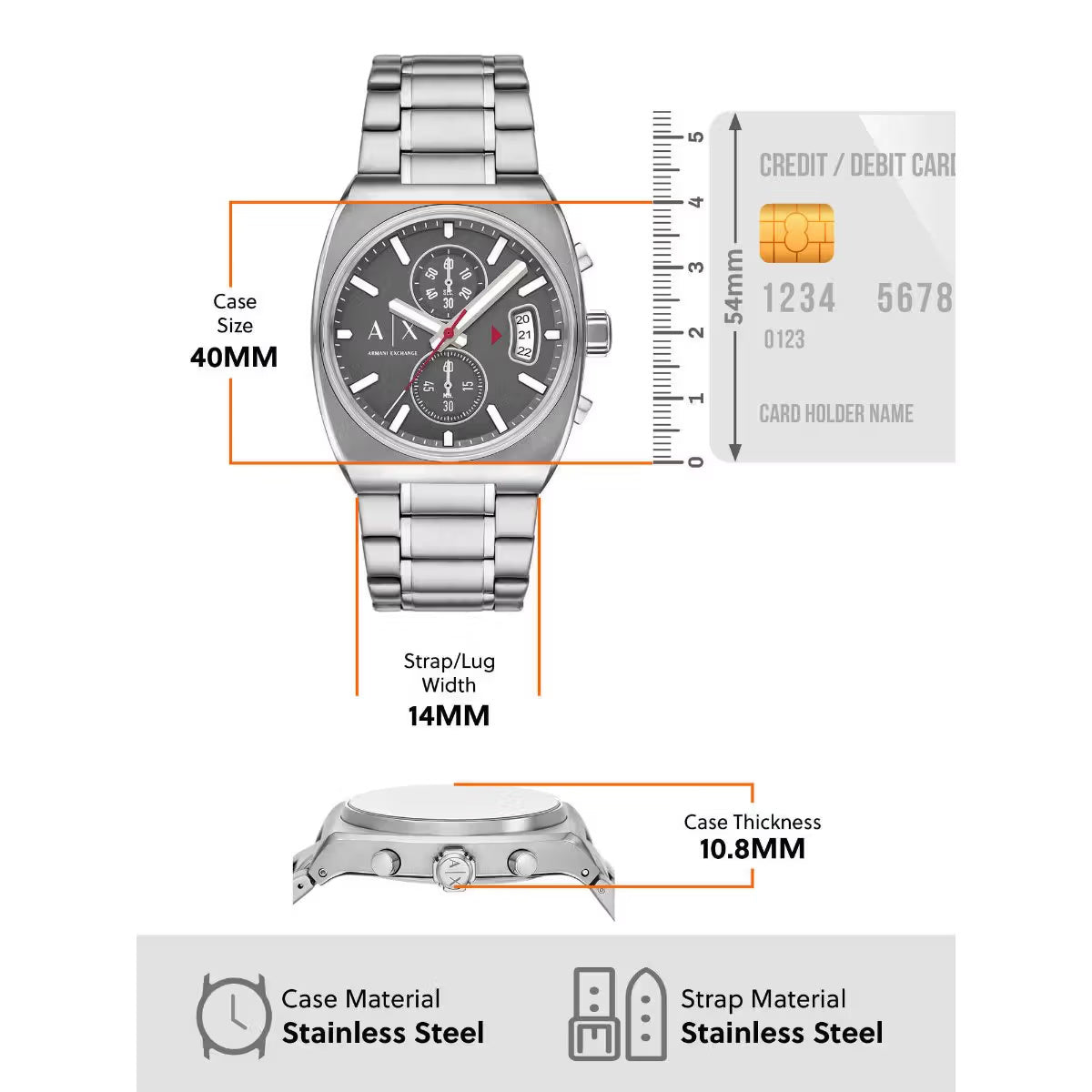 Armani Exchange Quartz Grey Dial Chronograph Analog Men's Watch AX2820