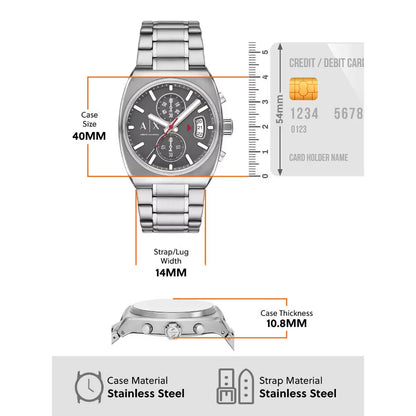 Armani Exchange Quartz Grey Dial Chronograph Analog Men's Watch AX2820