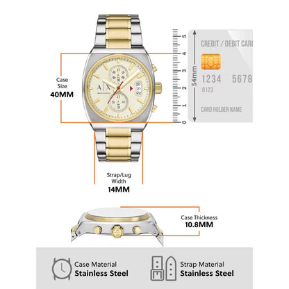 Armani Exchange Quartz Eggshell Beige Dial Chronograph Men's Watch AX2821