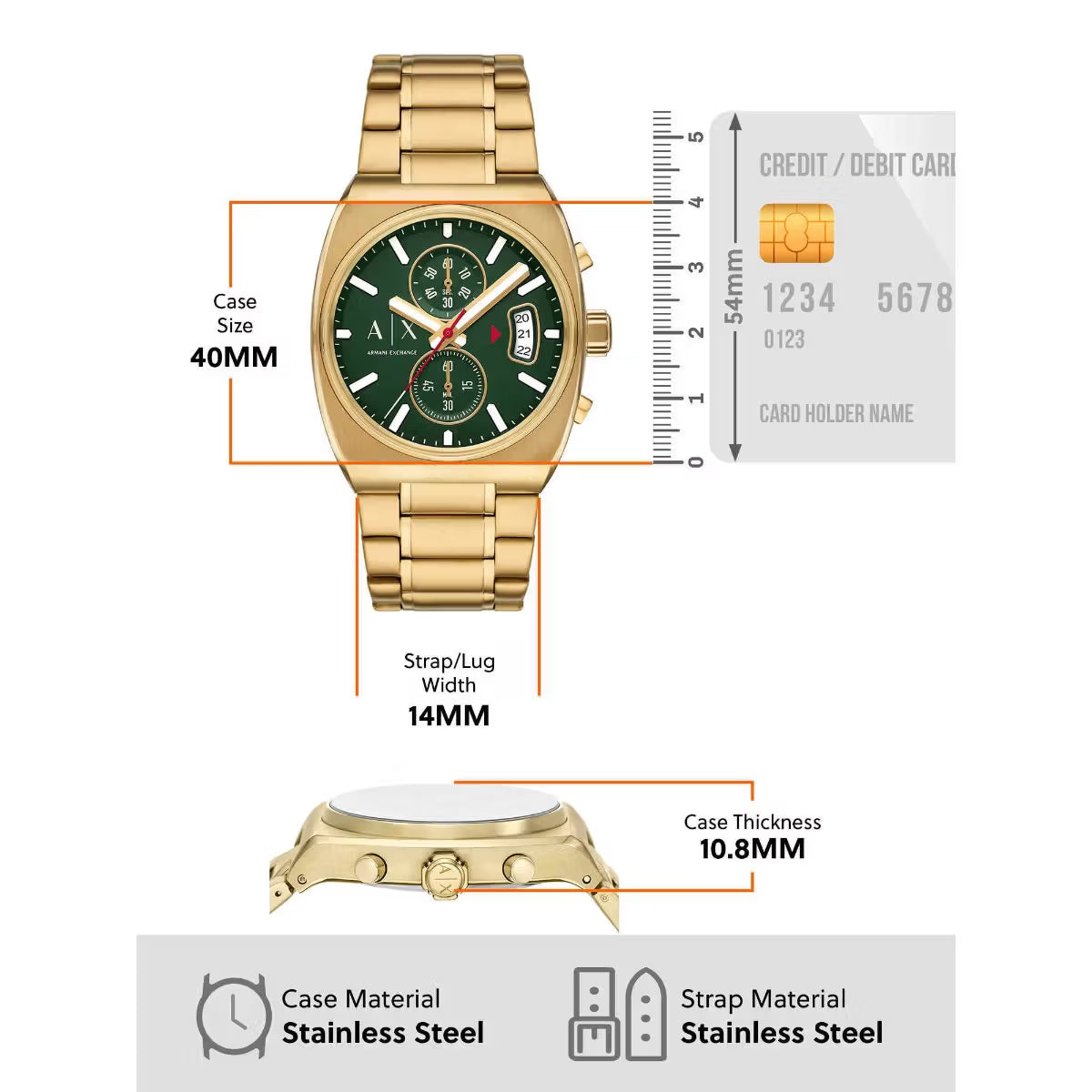 Armani Exchange Green Dial Analog Chronograph Men Watch AX2822