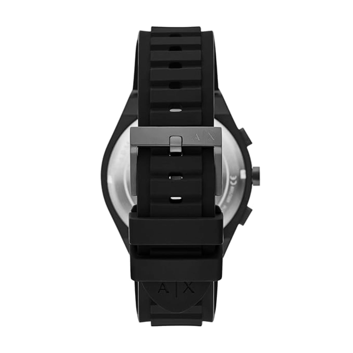 Black watch with a detailed back view on a white background
