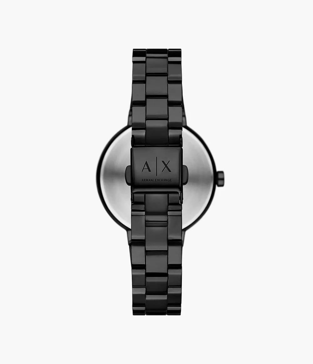 Armani exchange black dial stainless steel watch best sale