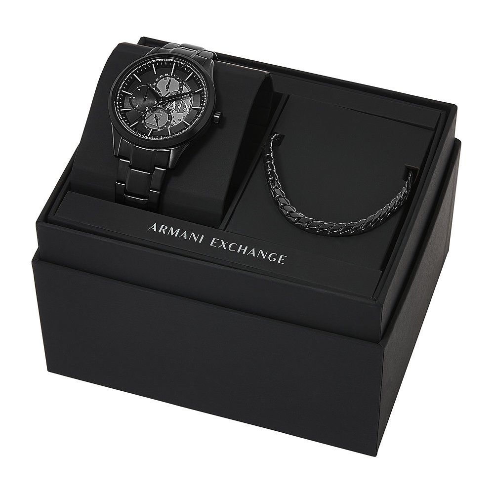 Armani Exchange Black Dial Multifunction Men Watch With Necklace Set AX7160SET
