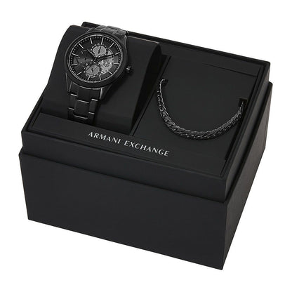 Armani Exchange Black Dial Multifunction Men Watch With Necklace Set AX7160SET