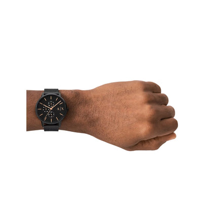 Armani Exchange Black Round Dial Analog Men's Watch with Chain AX7162SET
