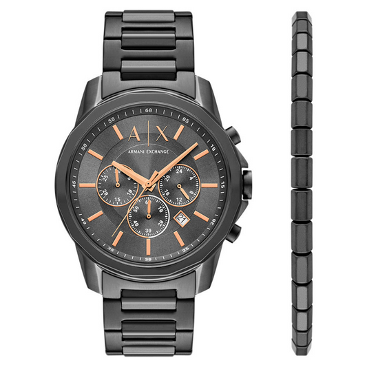 Armani Exchange Quartz Black Dial Analog Stainless Steel Men Watch AX7170SET