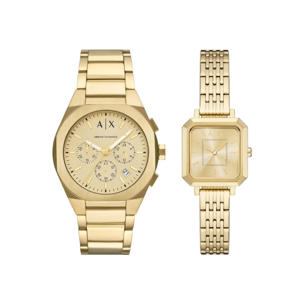 Armani Quartz Gold Dial Chronograph Analog Couple Watch AX7170SET