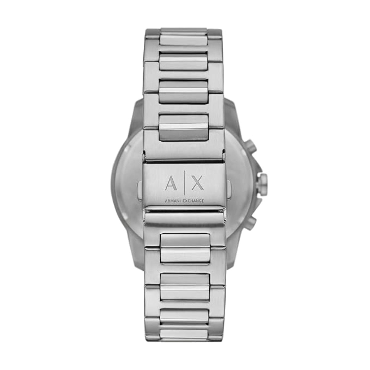 Silver Armani Exchange watch on a white background