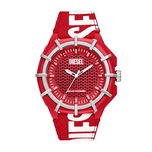Diesel Framed Ceramic Red Dial Round Analog Watch for Men DZ4621