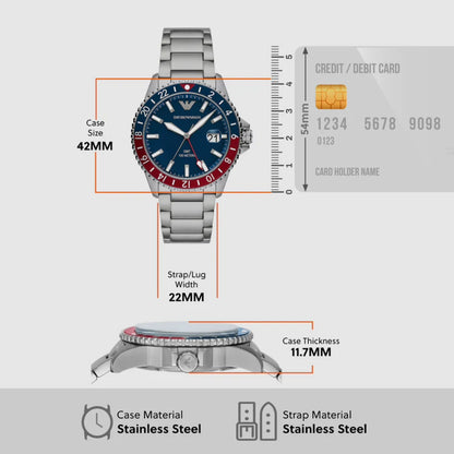 Emporio Armani Analog Blue Dial Stainless Steel Men's Watch AR11590
