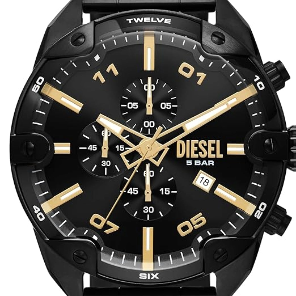 Diesel Spiked Black Round Dial Stainless Steel Analog Men Watch DZ4644