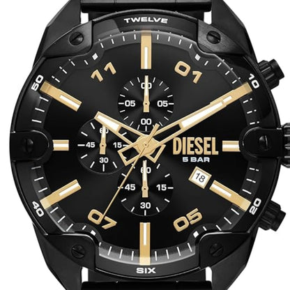 Diesel Spiked Black Round Dial Stainless Steel Analog Men Watch DZ4644
