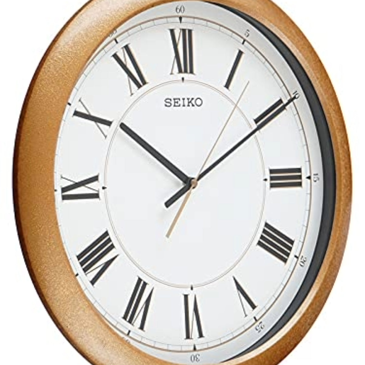 Seiko Wall Clock Classic Round Analog Golden Plastic Roman Figure Home Decor QXA754PN