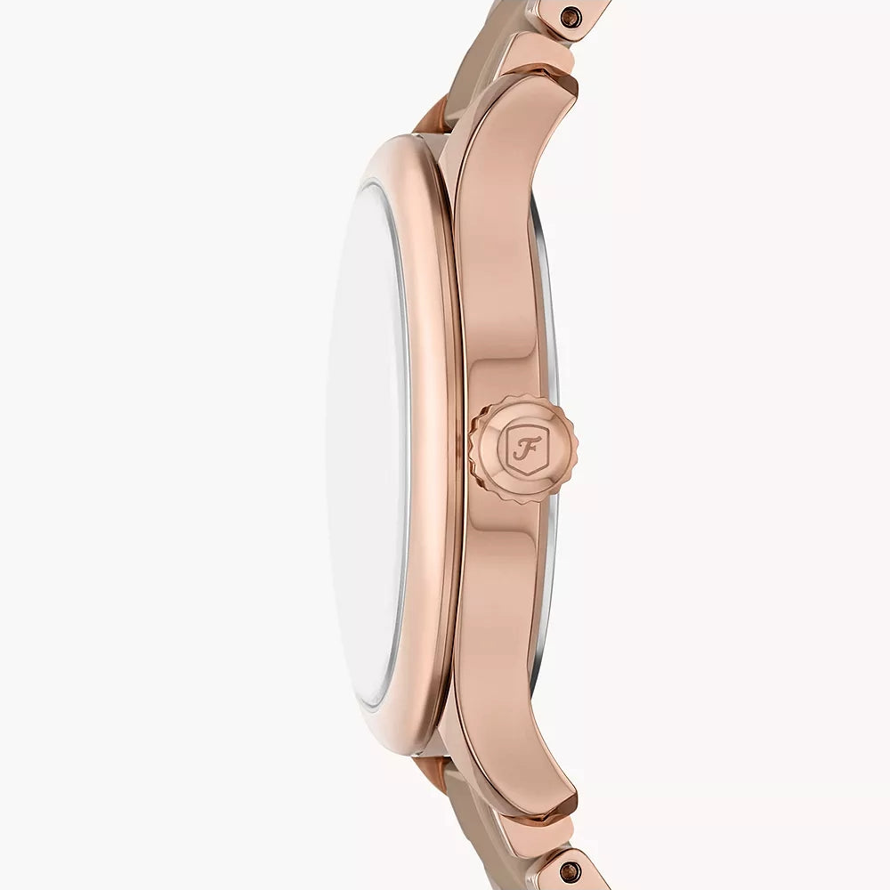 Fossil Gilmore Quartz Rose Gold Dial Analog Ceramic Women Watch CE1133