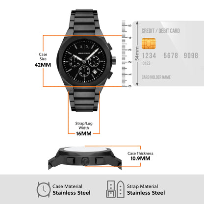 Armani Exchange Black Round Dial Chronograph Analog Men Watch AX4183