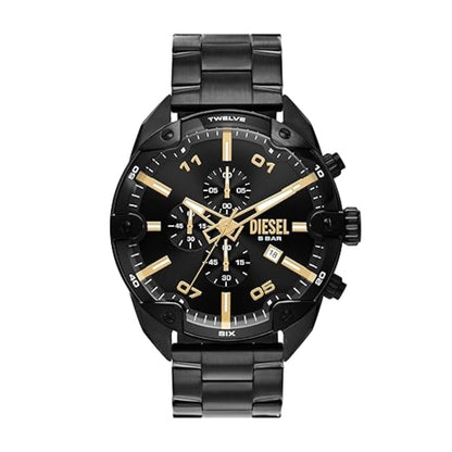 Diesel Spiked Black Round Dial Stainless Steel Analog Men Watch DZ4644